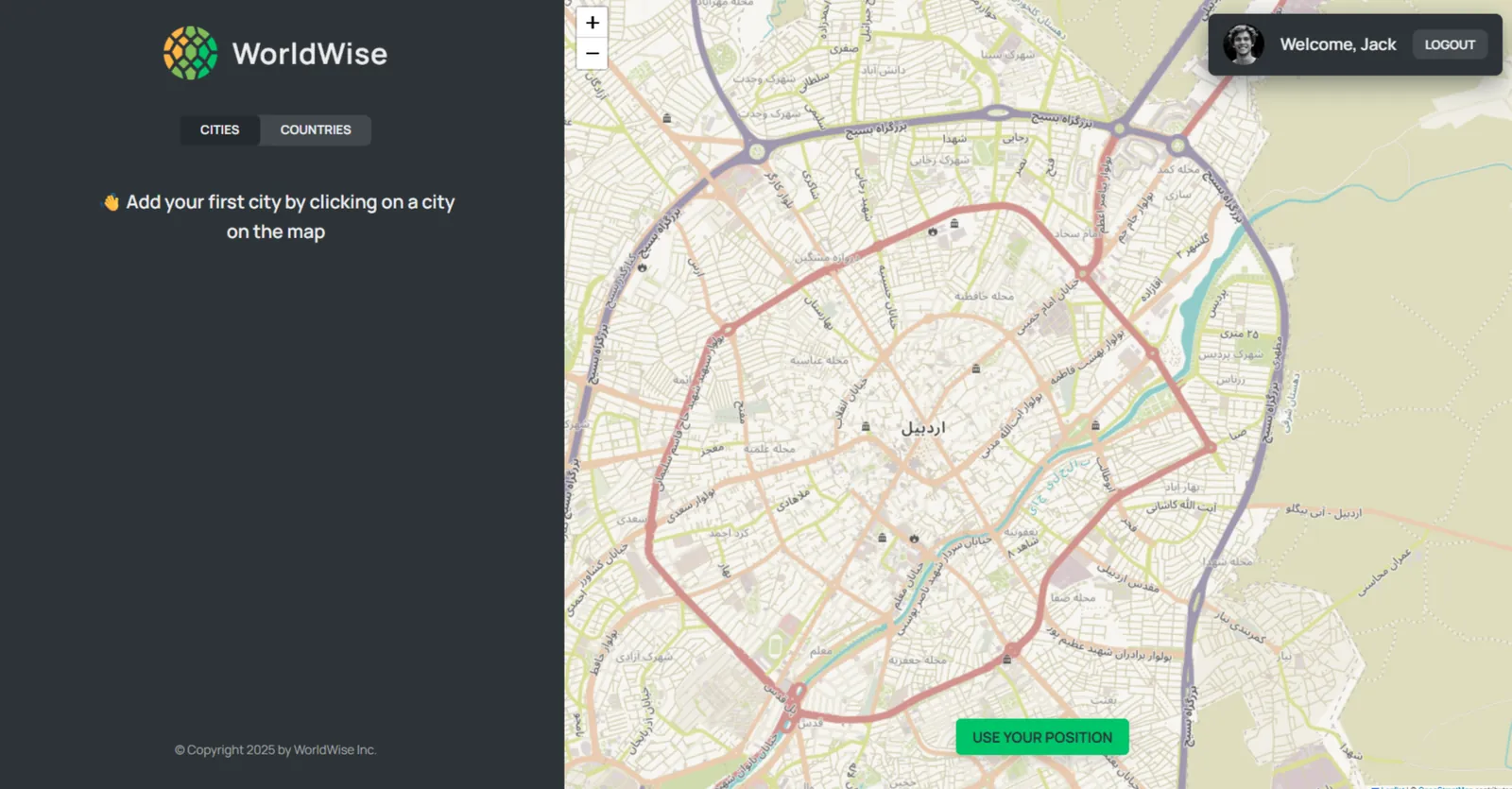 WorldWise map interface